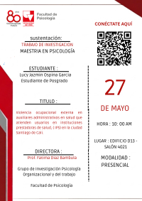 Sustentaci&oacute;n del trabajo de investigaci&oacute;n de Lucy Jazmin Ospina - Maestr&iacute;a en Psicolog&iacute;a