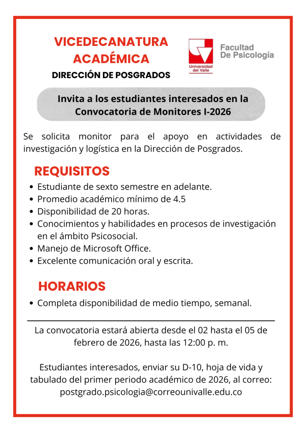 Convocatoria de Monitores I-2026 &ndash; Direcci&oacute;n de Posgrados