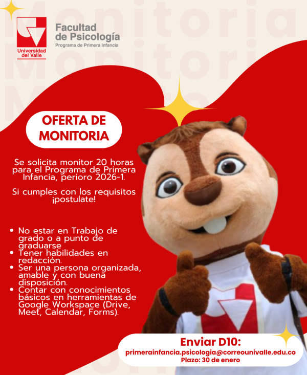 Convocatoria Monitoria &ndash; Programa de Primera Infancia (2026-1)