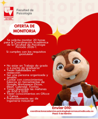 Oferta de Monitor&iacute;a &ndash; Coordinaci&oacute;n Acad&eacute;mica