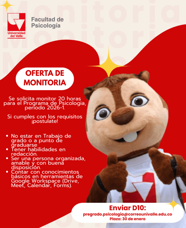 Convocatoria Monitor&iacute;a &ndash; Programa de Psicolog&iacute;a (2026-1)