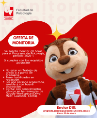 Convocatoria Monitor&iacute;a &ndash; Programa de Psicolog&iacute;a (2026-1)